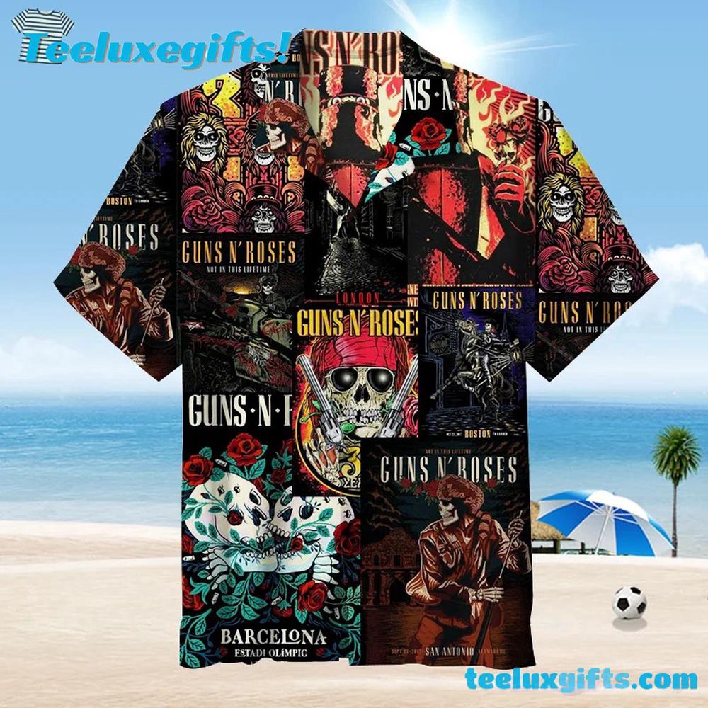 Guns N' Roses Dark Tour Collage Summer Aloha Hawaiian Shirt