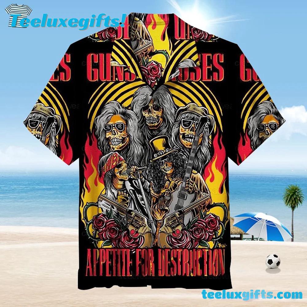 Guns N' Roses Flaming Skull Band Summer Aloha Hawaiian Shirt