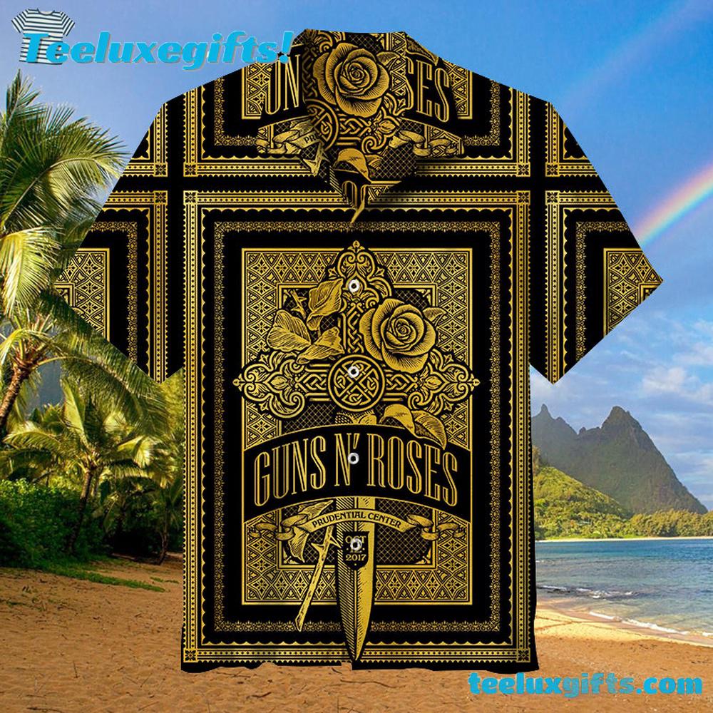 Guns N' Roses Gold Elegance Summer Aloha Hawaiian Shirt