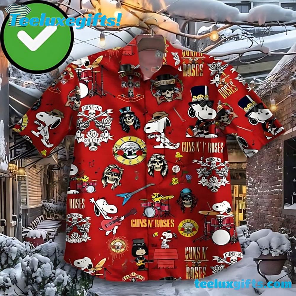 Guns N' Roses Rockin' Snoopy Summer Aloha Hawaiian Shirt