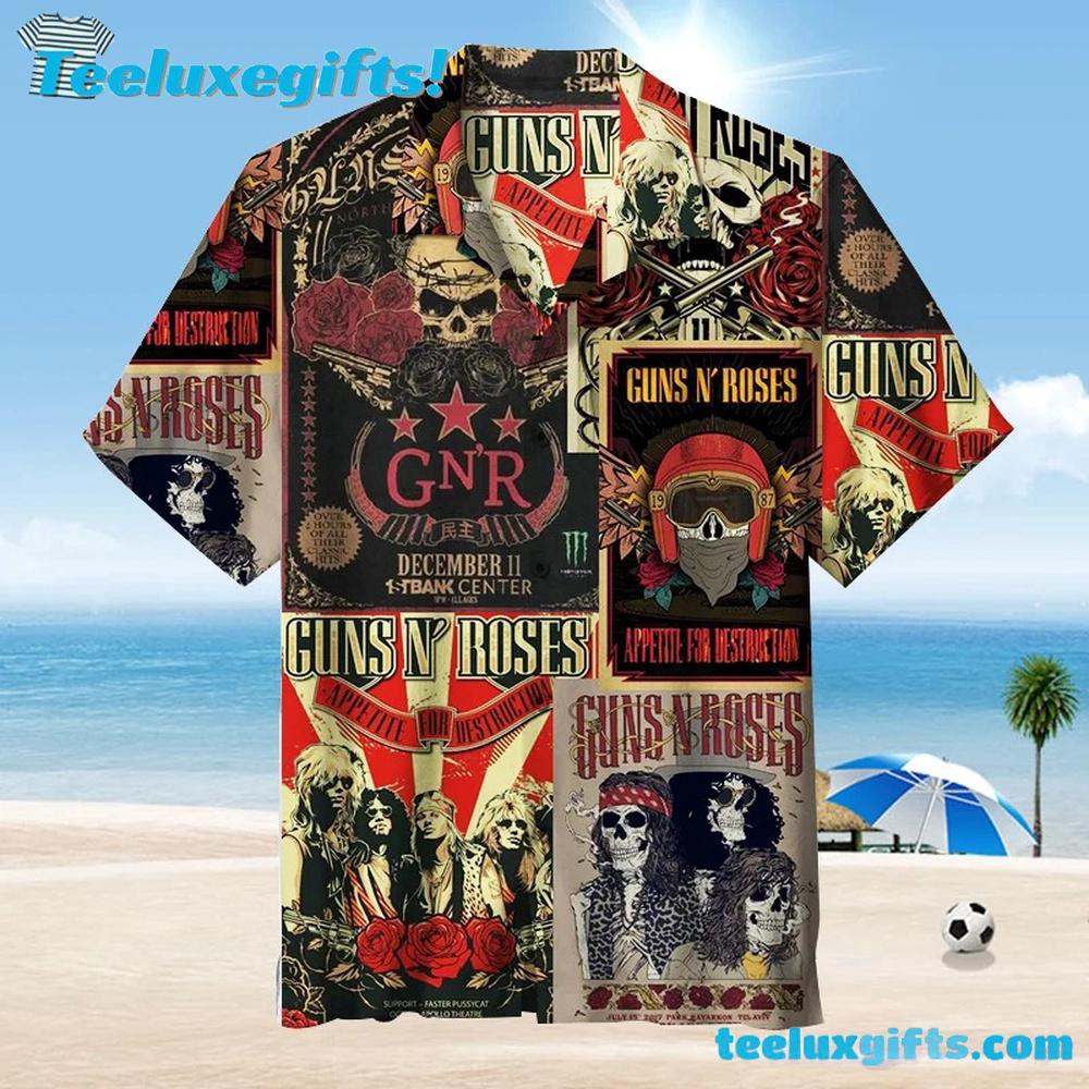 Guns N' Roses Vintage Concert Poster Summer Aloha Hawaiian Shirt