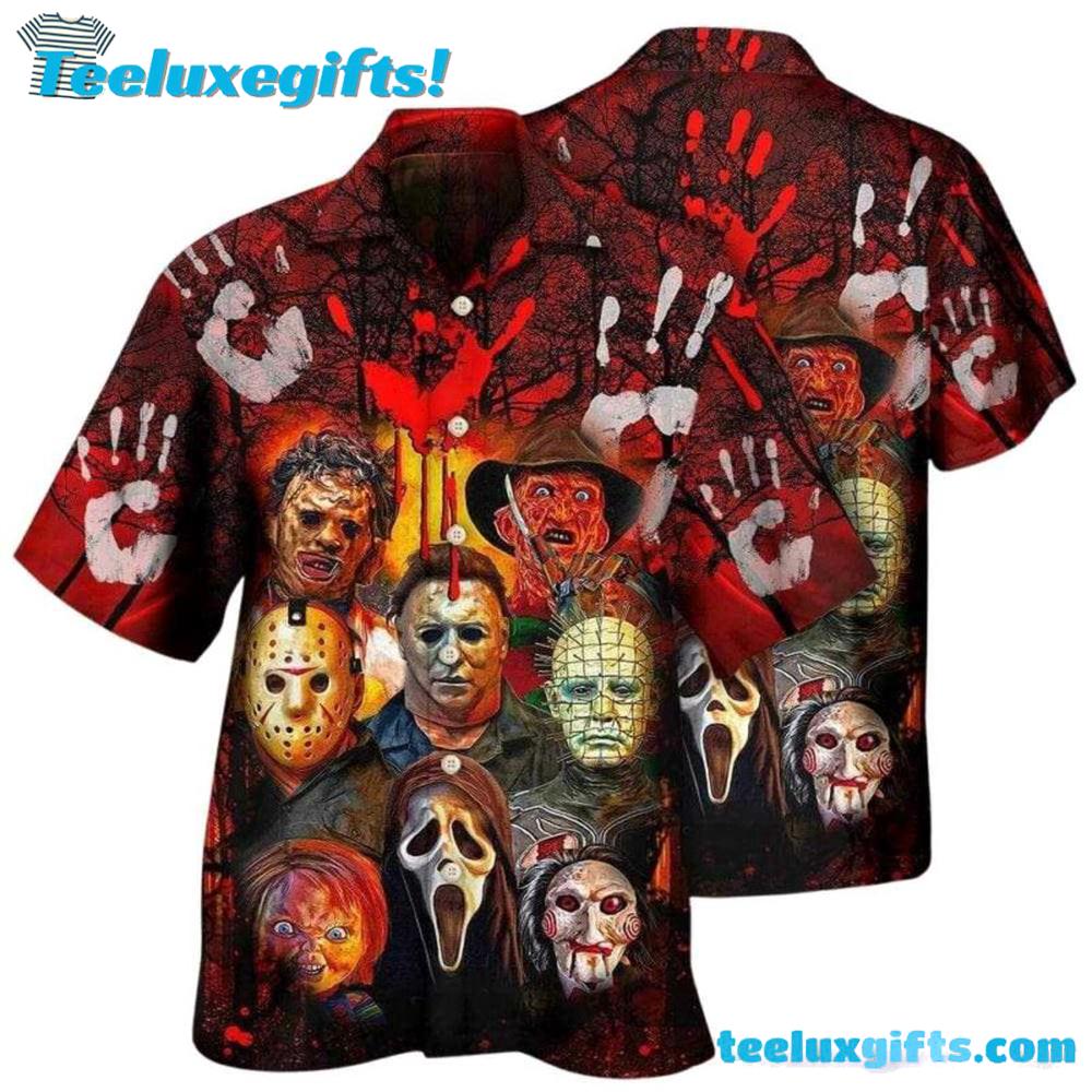 Halloween Horror Movie Characters Blood Scary Hawaiian Shirt