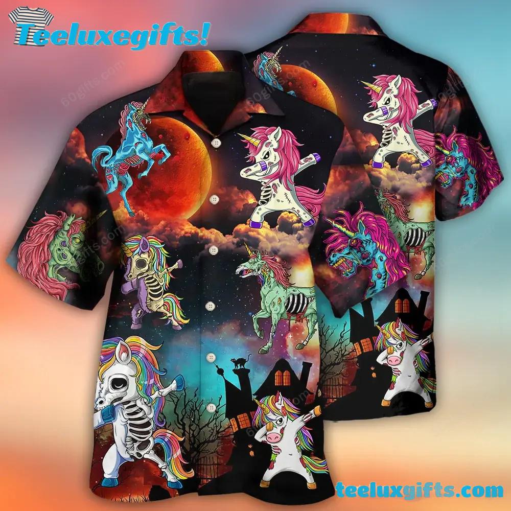 Happy Halloween 3D Hawaiian Shirt Zombie Unicorn