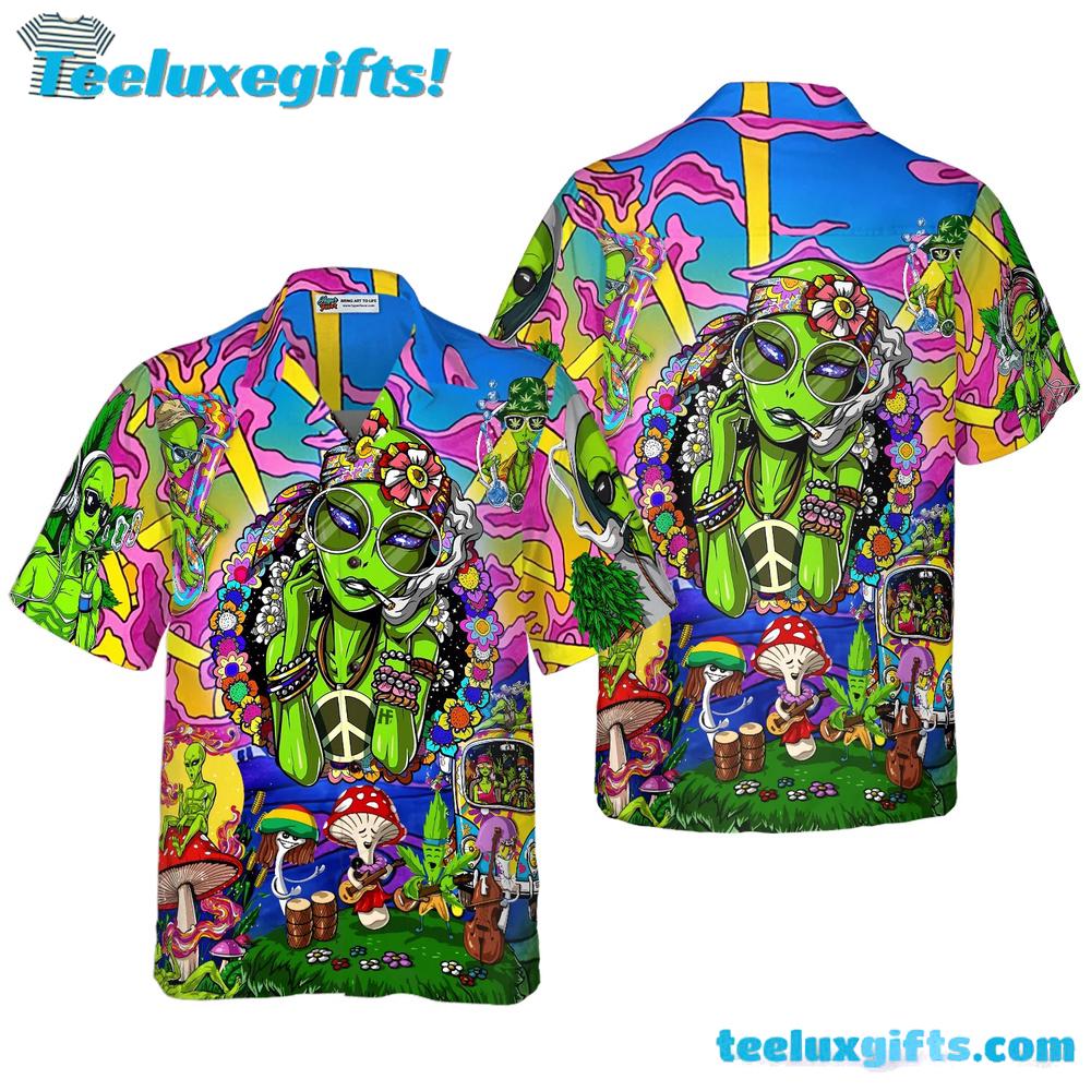 Hippie Alien Hawaiian Shirt Hippie Alien Hawaiian Shirt
