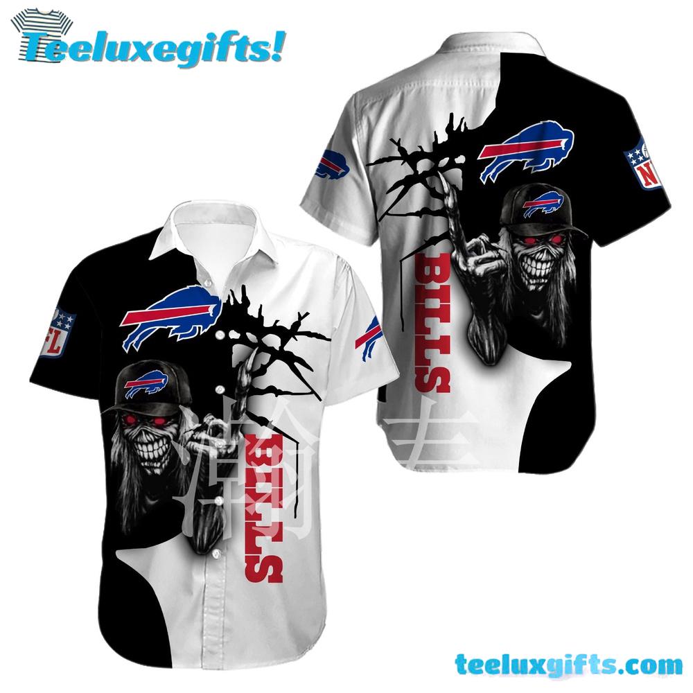 Iron Maiden Buffalo Bills Shirts Button Up Summer Aloha Hawaiian Shirt