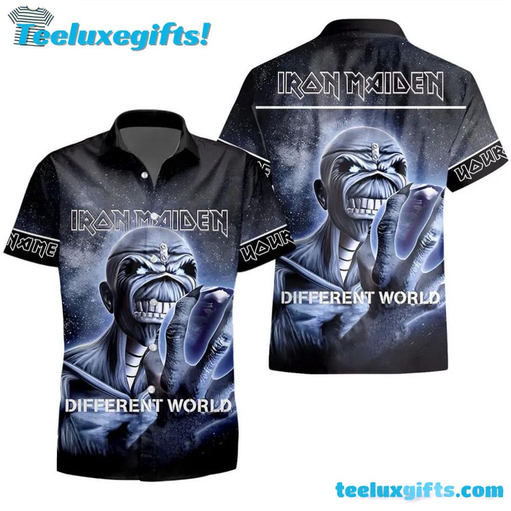 Iron Maiden Different World Cosmic Eddie Summer Aloha Hawaiian Shirt