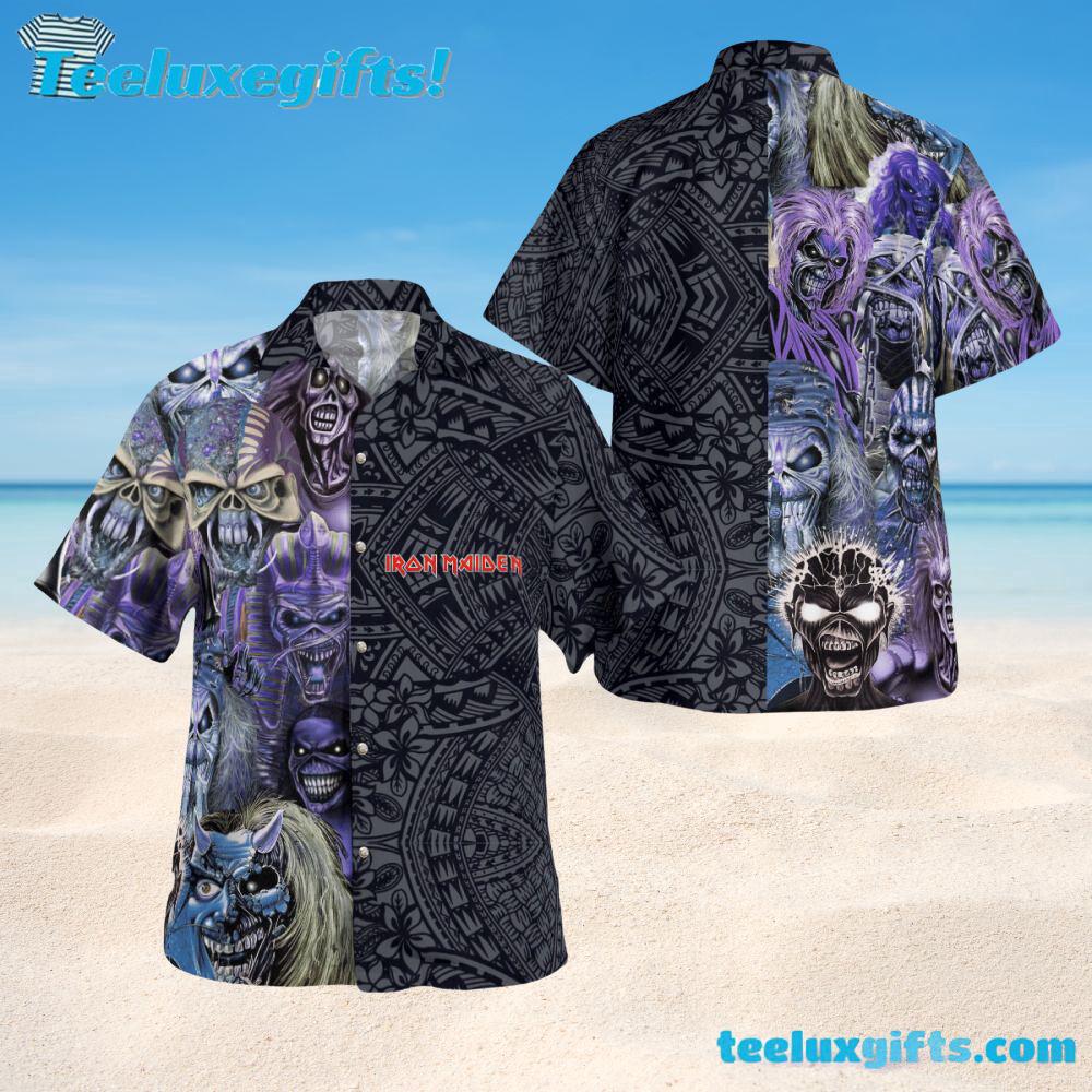 Iron Maiden Faces of Eddie Summer Aloha Hawaiian Shirt