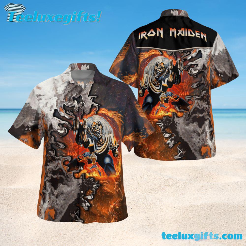 Iron Maiden Fiery Vortex Summer Aloha Hawaiian Shirt