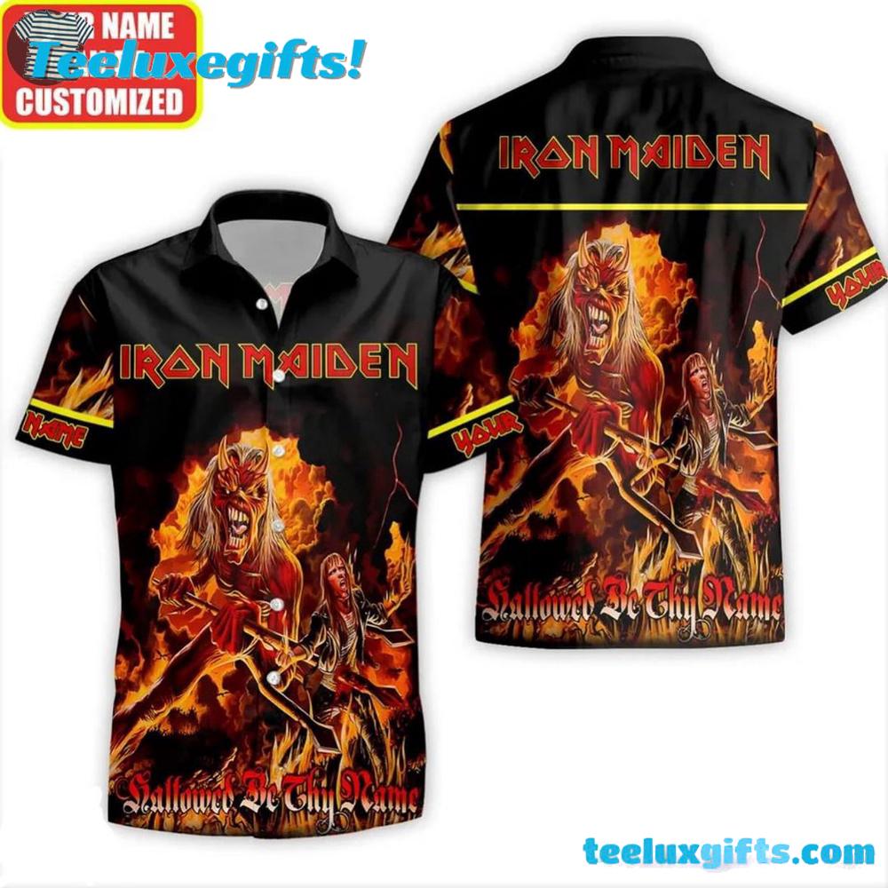 Iron Maiden Hallowed Be Thy Name Inferno Summer Aloha Hawaiian Shirt