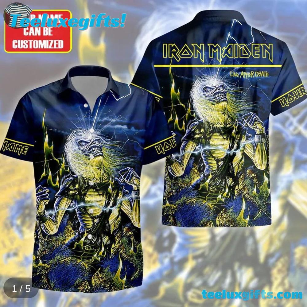 Iron Maiden Live After Death Electric Storm Summer Aloha Hawaiian Shirt