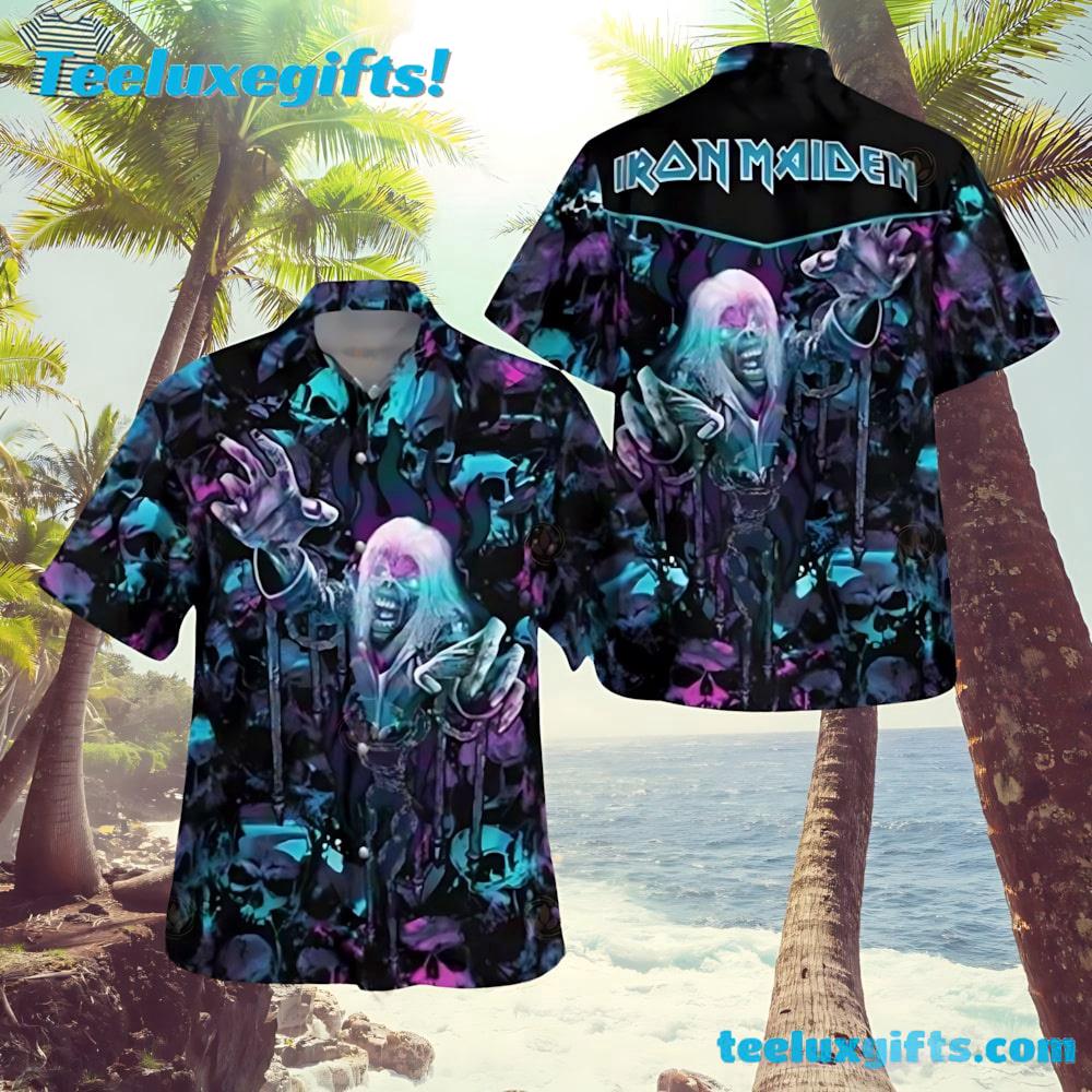 Iron Maiden Neon Nightmares Summer Aloha Hawaiian Shirt