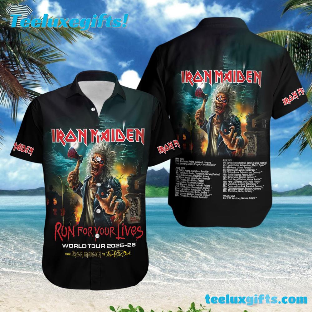 Iron Maiden Run For Your Life World Tour 2025-26 Summer Aloha Hawaiian Shirt