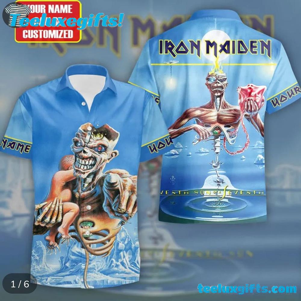 Iron Maiden Seventh Son Surreal Blue Summer Aloha Hawaiian Shirt