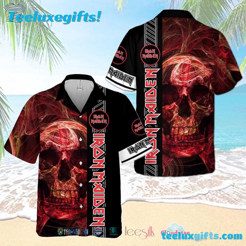Iron Maiden Smoke Skull Summer Aloha Hawaiian Shirt