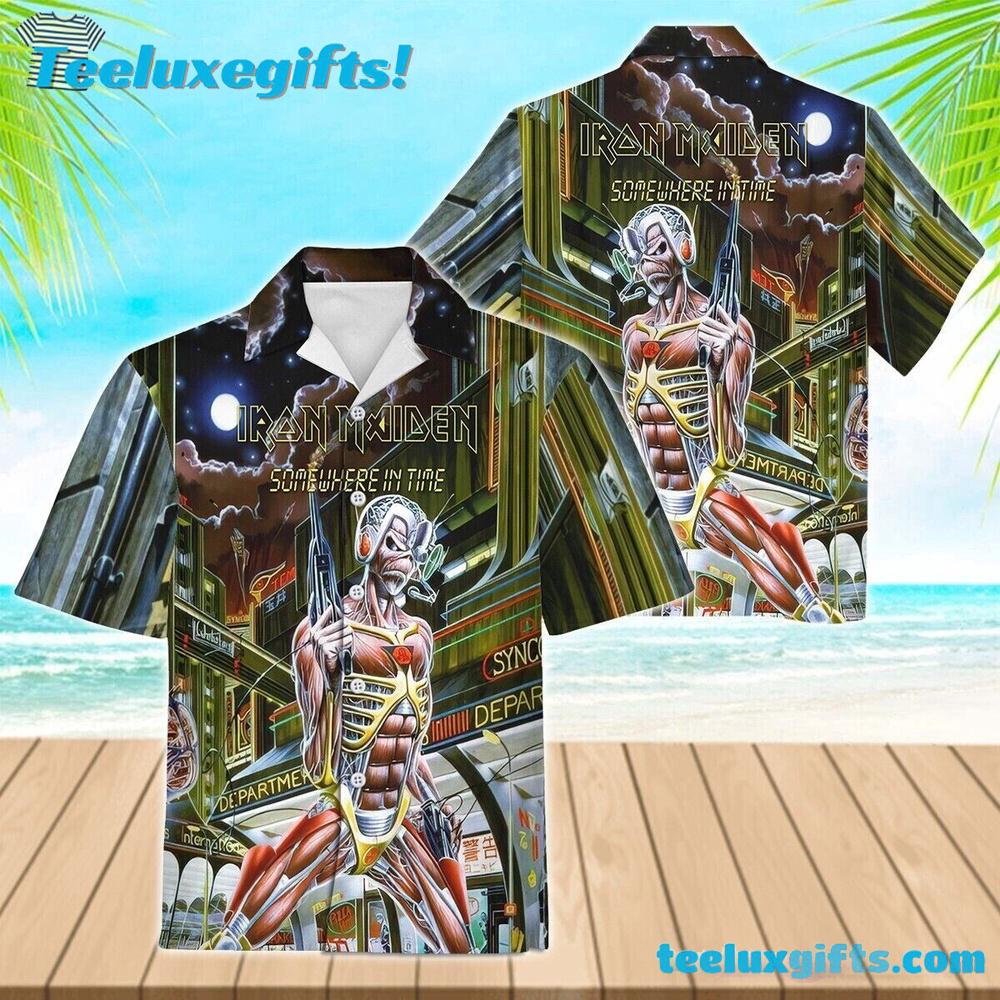 Iron Maiden Somewhere in Time Summer Aloha Hawaiian Shirt