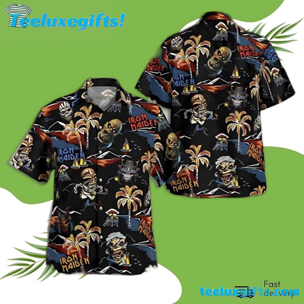 Iron Maiden Tropic Thunder Eddie Island Adventure Summer Aloha Hawaiian Shirt