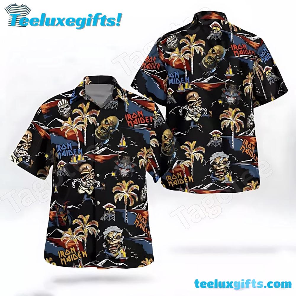 Iron Maiden Zombie Palm Tree Summer Aloha Hawaiian Shirt