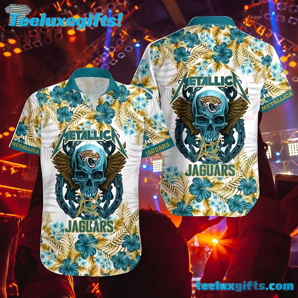 Jacksonville Jaguars NFL Skull And Flower Pattern Metallica Summer Aloha Hawaiian Shirt