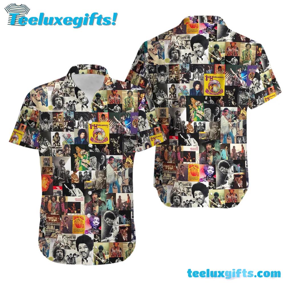 Jimi Hendrix Album Collage Picture Summer Aloha Hawaiian Shirt