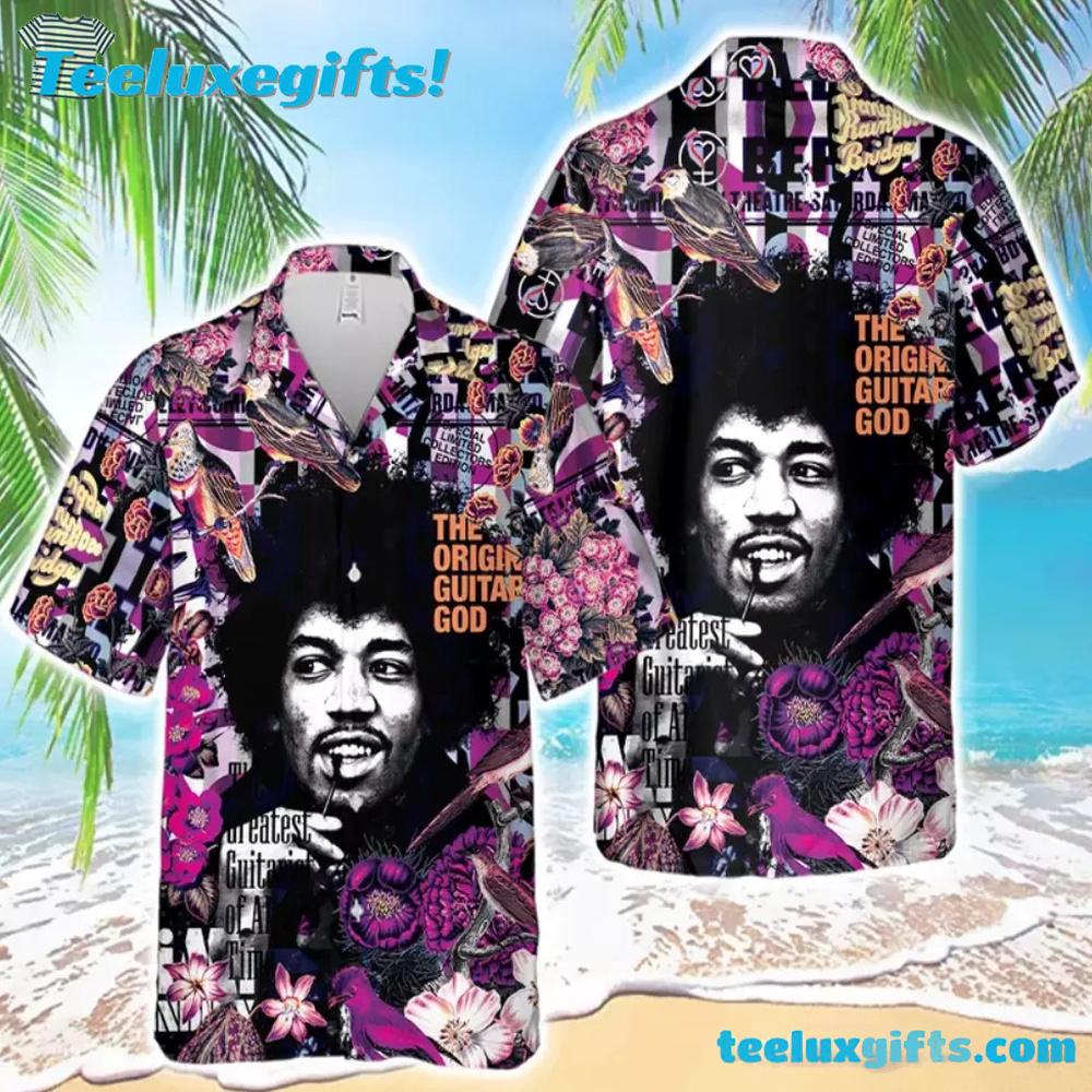 Jimi Hendrix Album Collage Tropical Summer Aloha Hawaiian Shirt