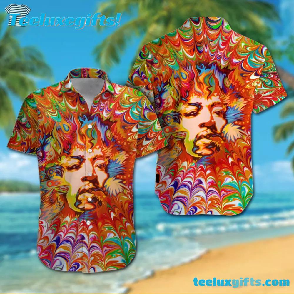 Jimi Hendrix Face Tie Dye Summer Aloha Hawaiian Shirt