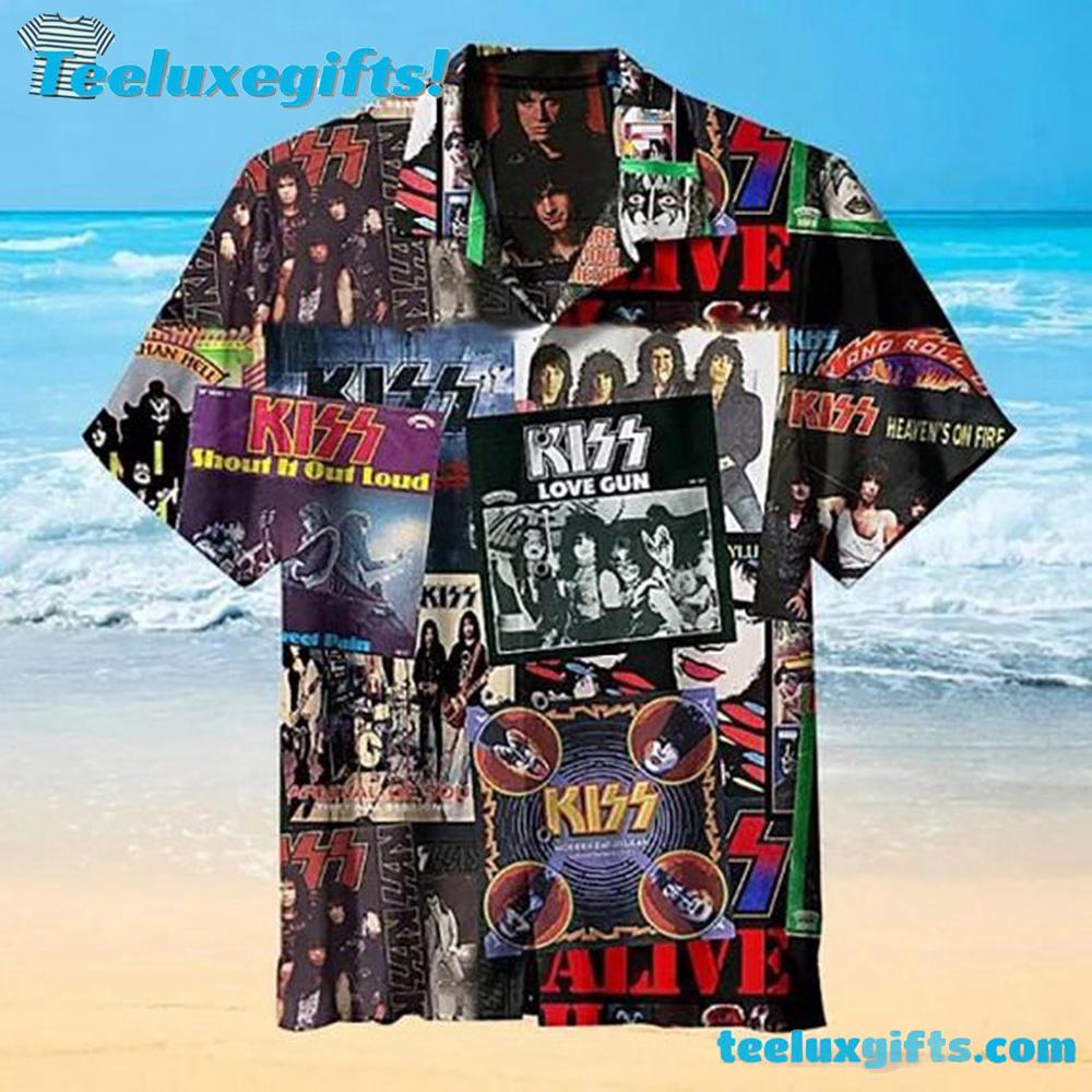 KISS Album Covers Collage Summer Aloha Hawaiian Shirt