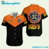 Kiss Band Orange And Black Color Summer Aloha Hawaiian Shirt