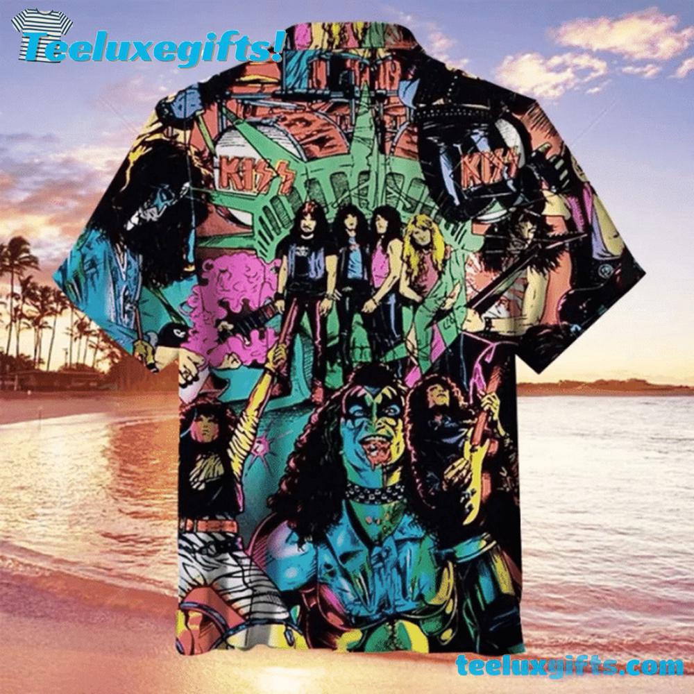KISS Comic Book Heroes Summer Aloha Hawaiian Shirt