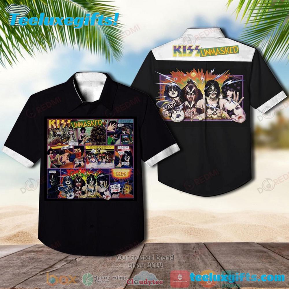 KISS Unmasked Comic Tribute Summer Aloha Hawaiian Shirt