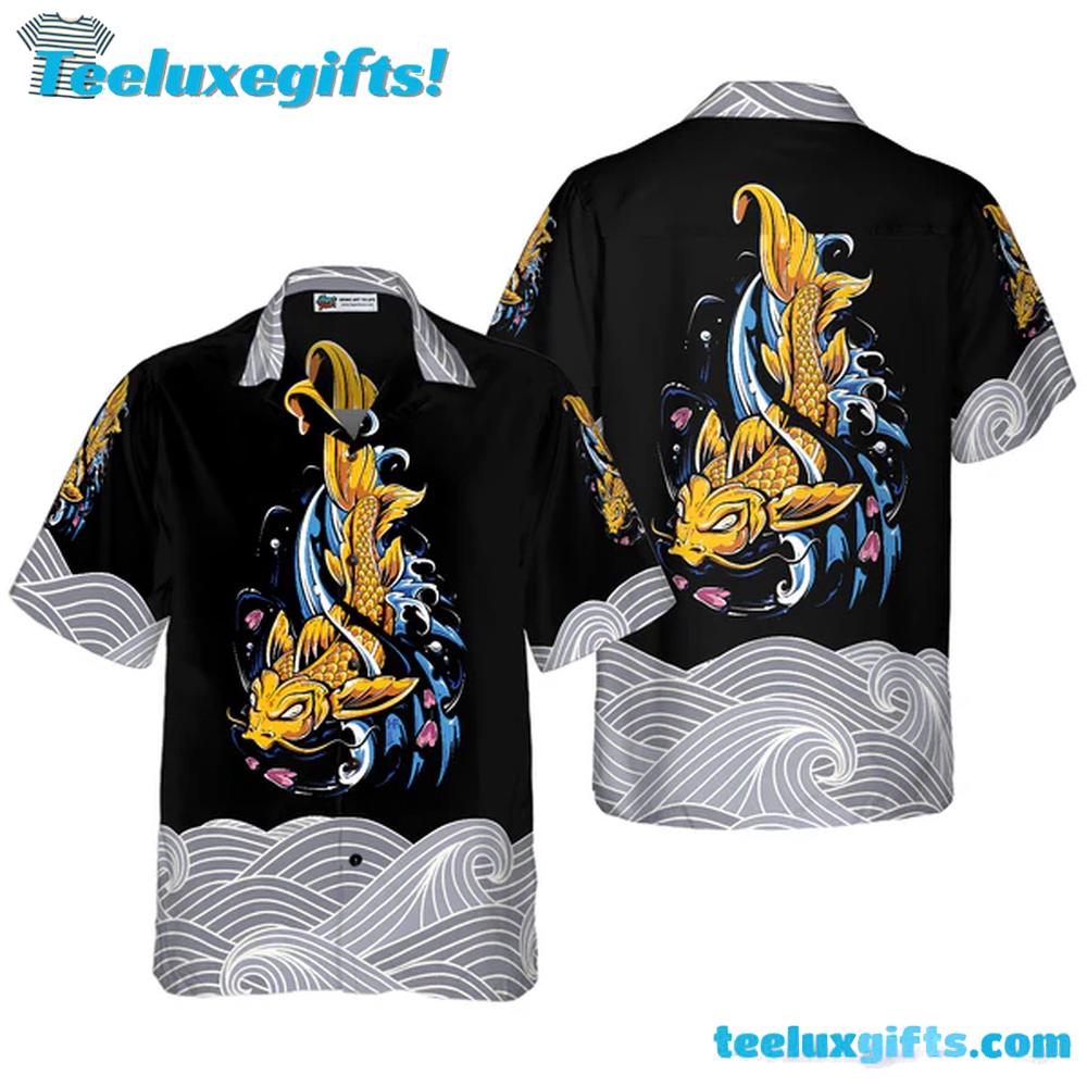Koi Fish On Waves Hawaiian Shirt Koi Fish On Waves Hawaiian Shirt