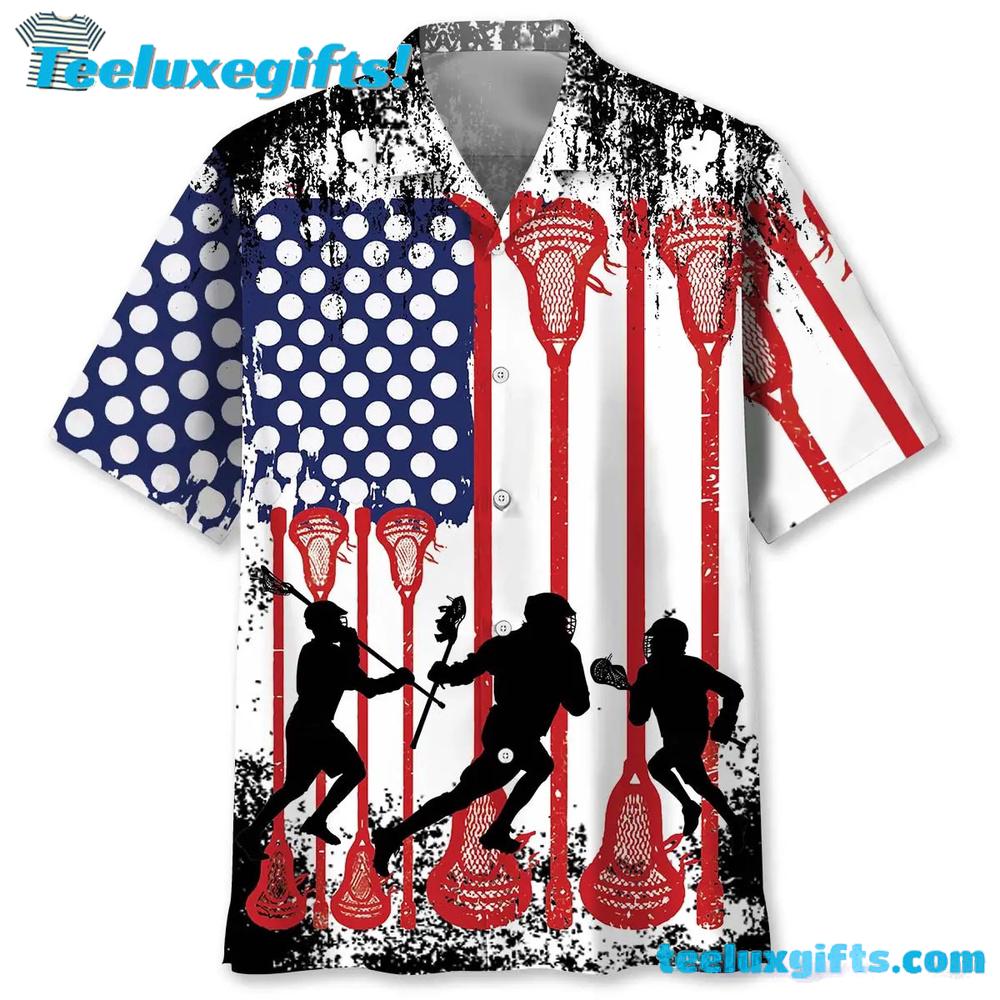 Lacrosse American Flag Hawaiian Shirt