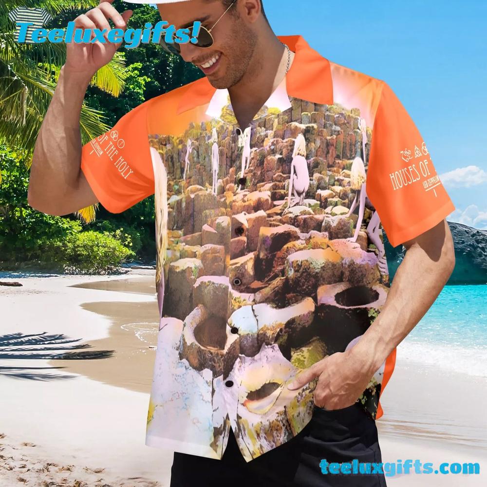 Led Zeppelin Houses Of The Holy Orange Summer Aloha Hawaiian Shirt