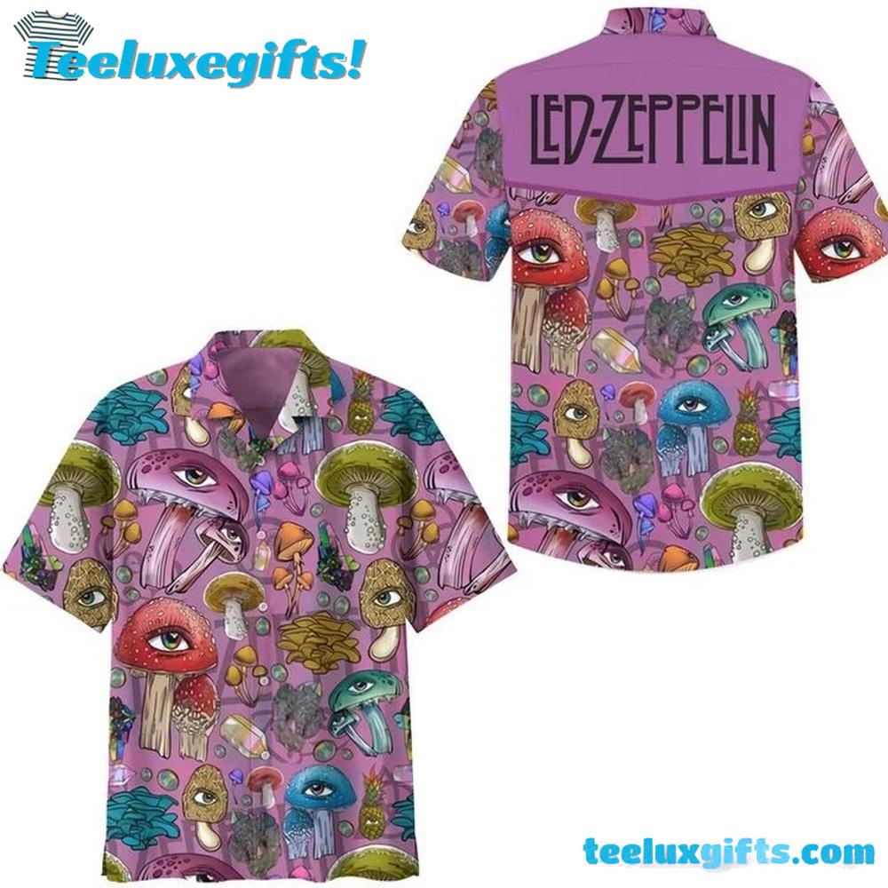Led Zeppelin Psychedelic Eye Mushroom Summer Aloha Hawaiian Shirt