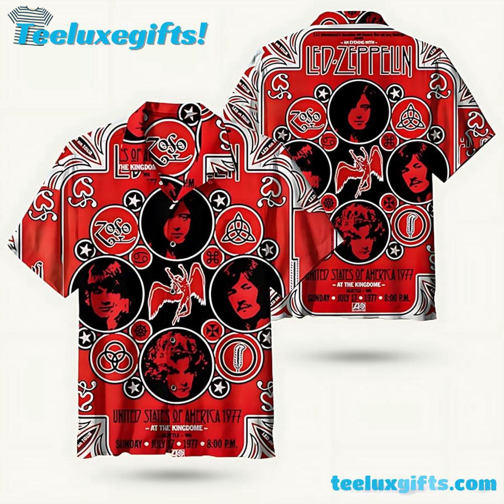 Led Zeppelin Red Pattern Summer Aloha Hawaiian Shirt