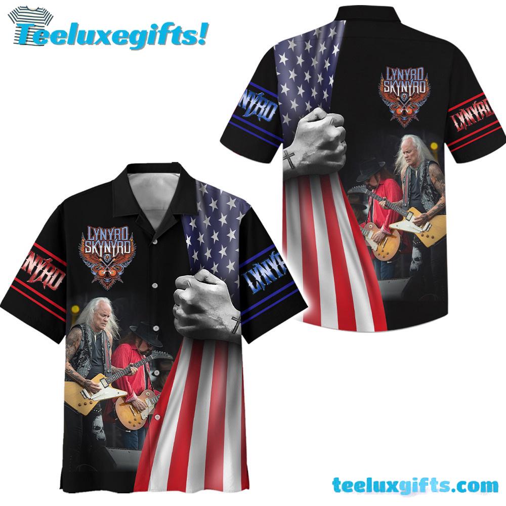 Lynyrd Skynyrd American Flag Design Summer Aloha Hawaiian Shirt