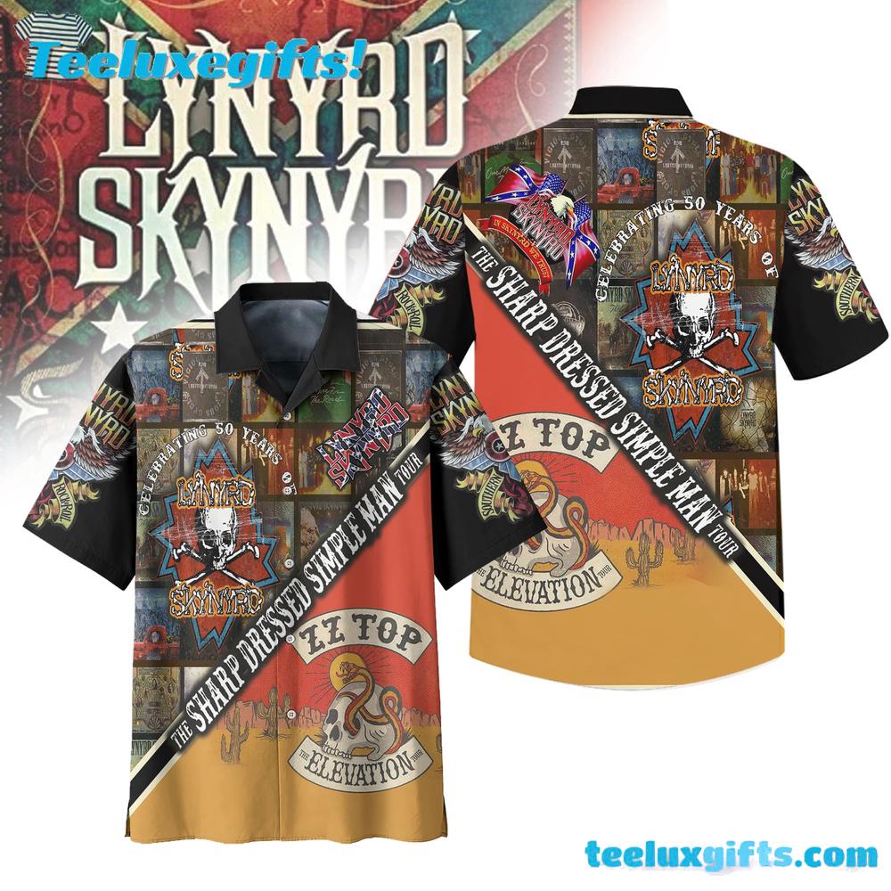 Lynyrd Skynyrd The Sharp Dressed Simple Man Tour Summer Aloha Hawaiian Shirt