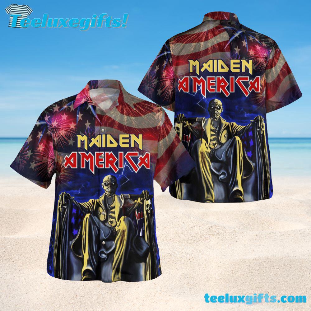 Maiden America 4th Of July Feriworks Summer Aloha Hawaiian Shirt