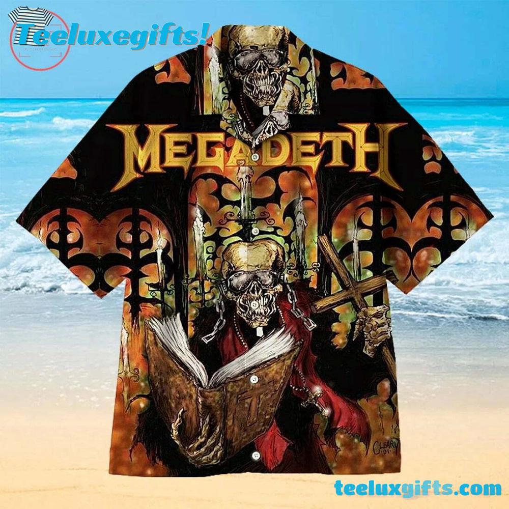 Megadeth Gothic Skull Priest Summer Aloha Hawaiian Shirt