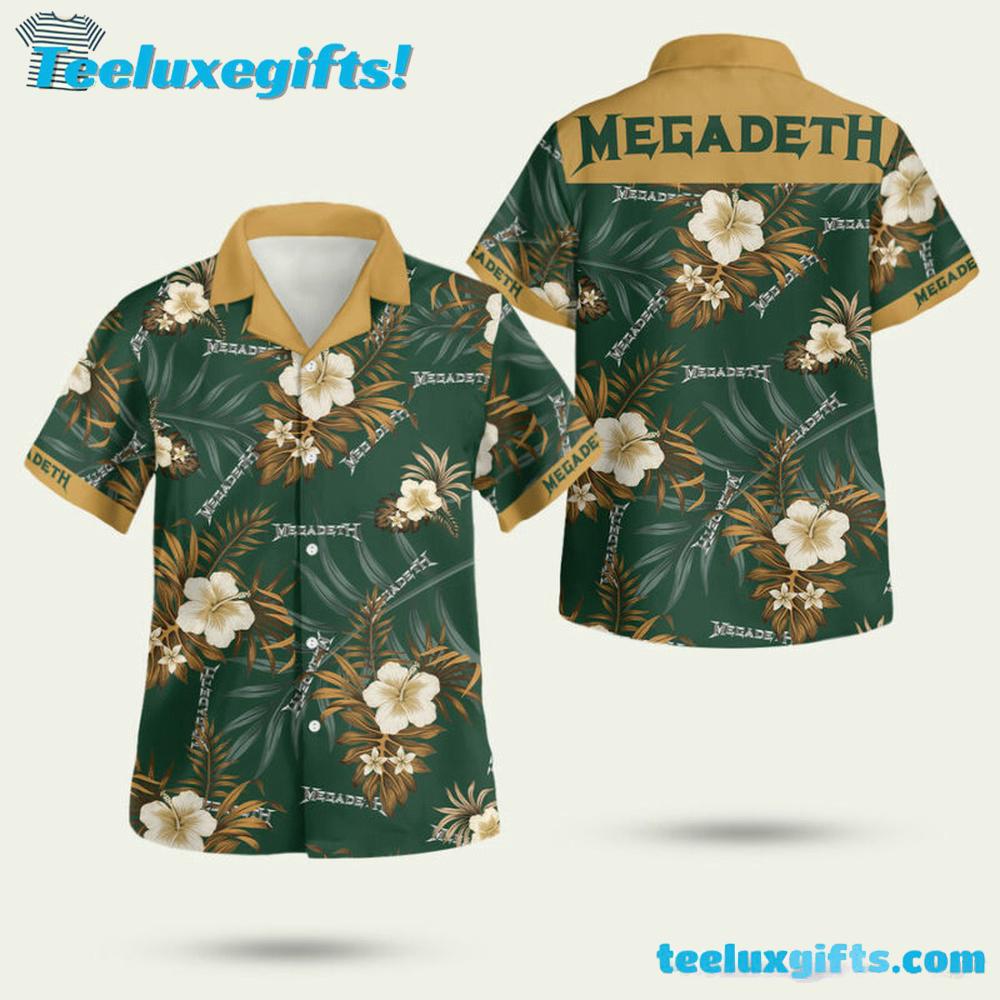 Megadeth Green Flower Summer Aloha Hawaiian Shirt