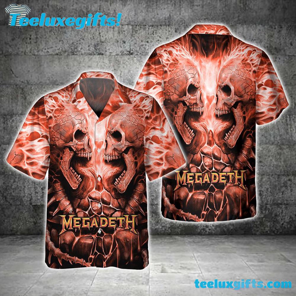 Megadeth Hellfire Skulls Summer Aloha Hawaiian Shirt