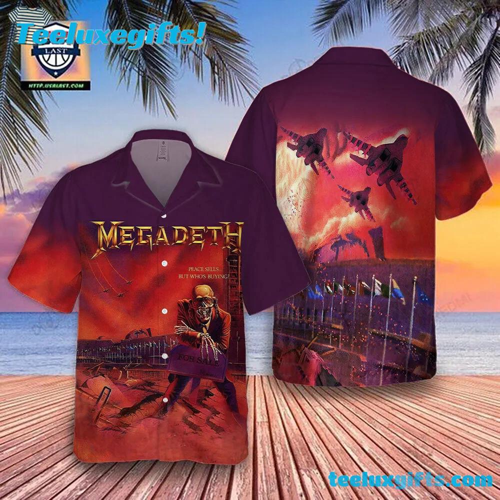 Megadeth Rock Band Peace Sells But Who's Buying Summer Aloha Hawaiian Shirt