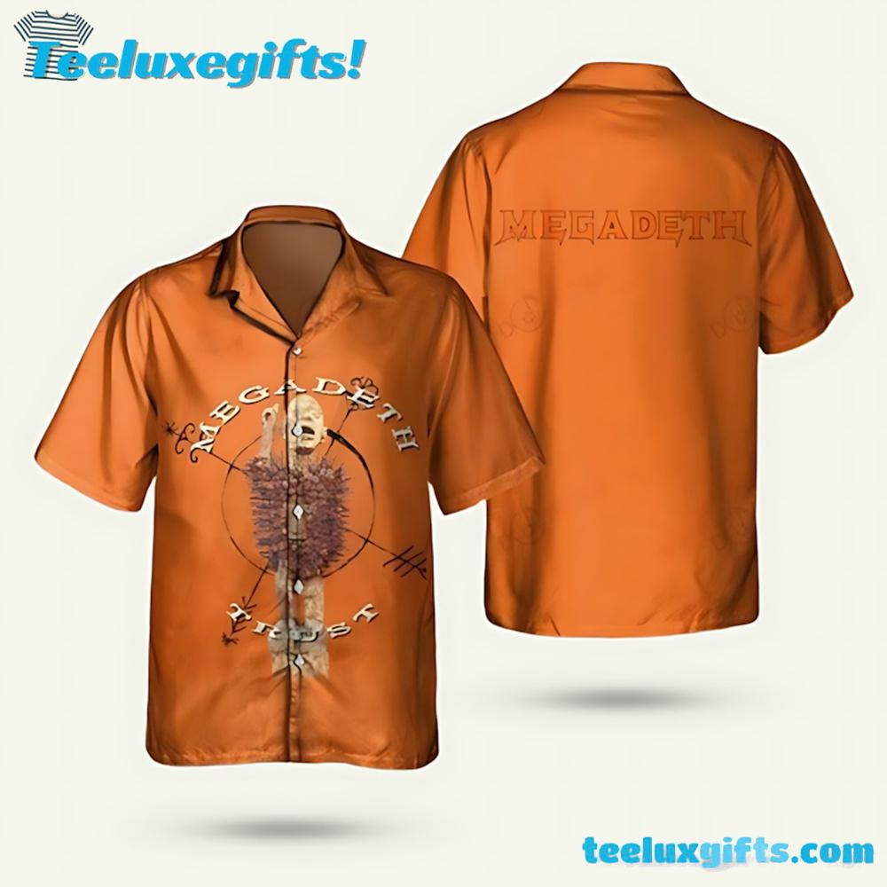 Megadeth Trust 1997 Orange Summer Aloha Hawaiian Shirt