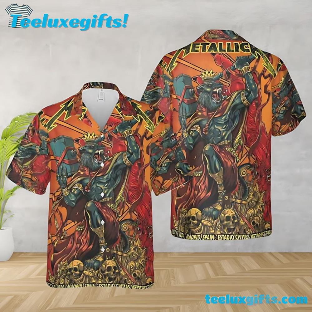 Metallica Concert at Estadio Cívitas Metropolitano in Madrid Spain on July 12 2024 Summer Aloha Hawaiian Shirt