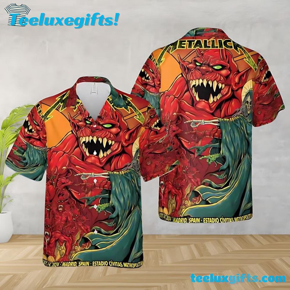 Metallica Concert at Estadio Cívitas Metropolitano in Madrid Spain on July Summer Aloha Hawaiian Shirt