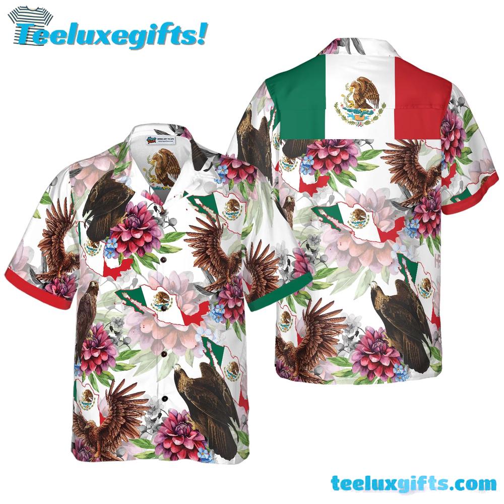 Mexico Proud Dahlia Golden Eagle Hawaiian Shirt Mexico Proud Dahlia Golden Eagle Hawaiian Shirt
