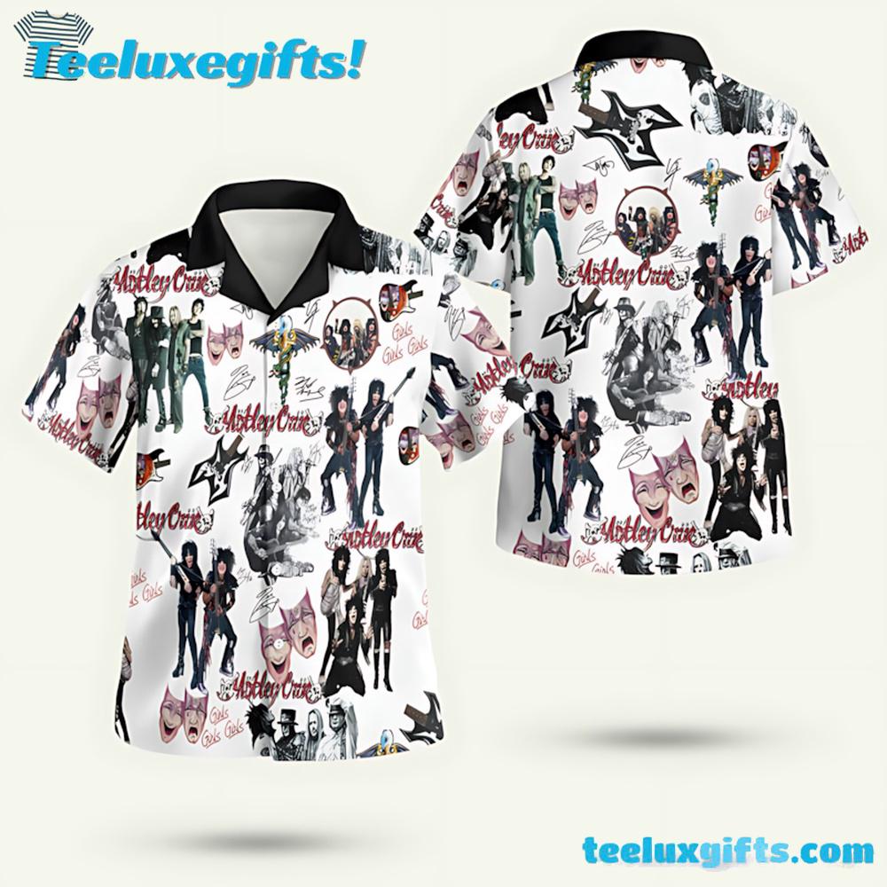 Motley Crue Band White Beach Wear Summer Aloha Hawaiian Shirt