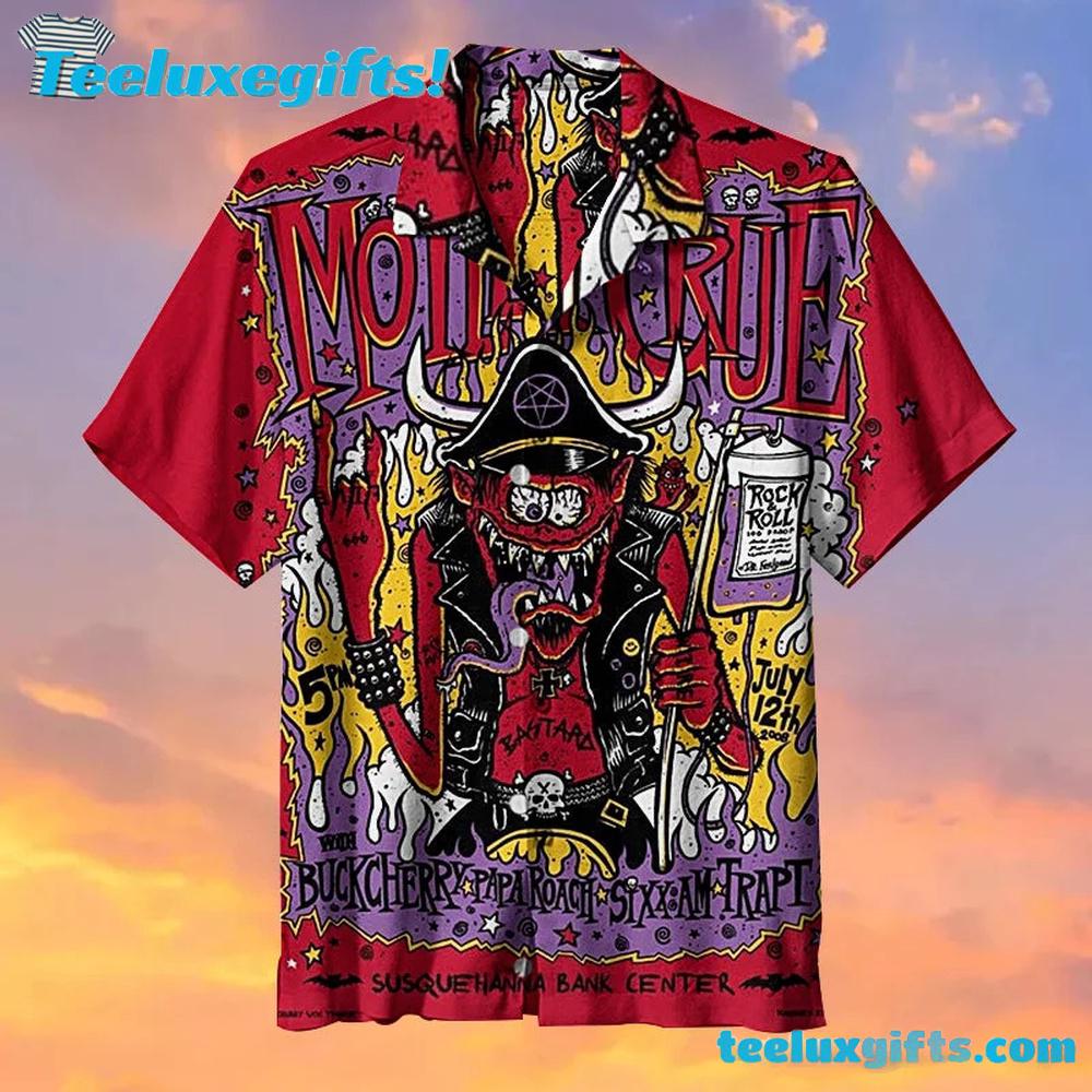 Motley Crue Demon Rocker Summer Aloha Hawaiian Shirt
