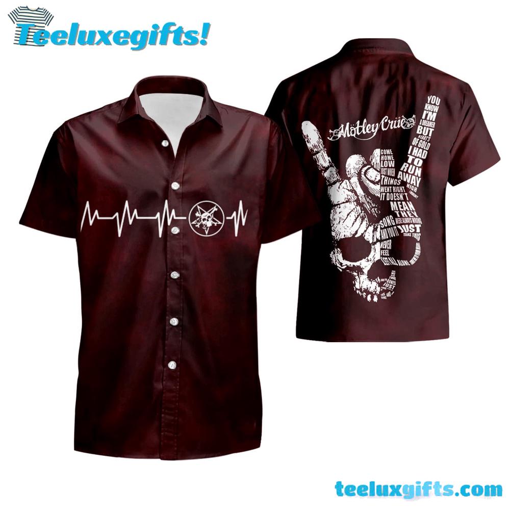 Motley Crue Heavy Metal Skull Hand Band Summer Aloha Hawaiian Shirt