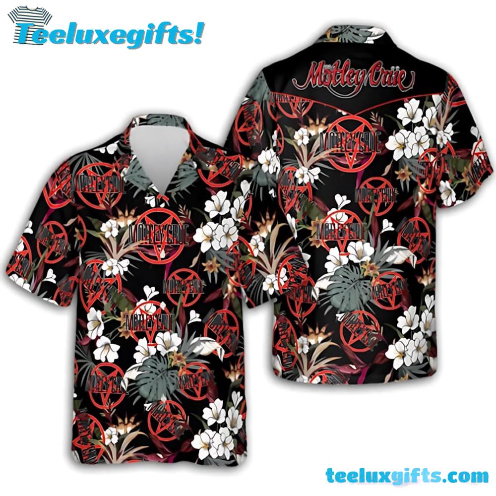 Motley Crue Paradise City Pentagram Summer Aloha Hawaiian Shirt