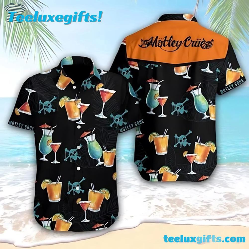 Motley Crue Tropical Drinks Summer Aloha Hawaiian Shirt